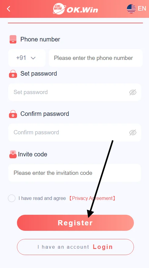 Click the register button